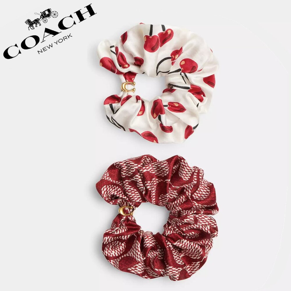 Coach Signature Cherry Swirl Print Hair Ties Pack